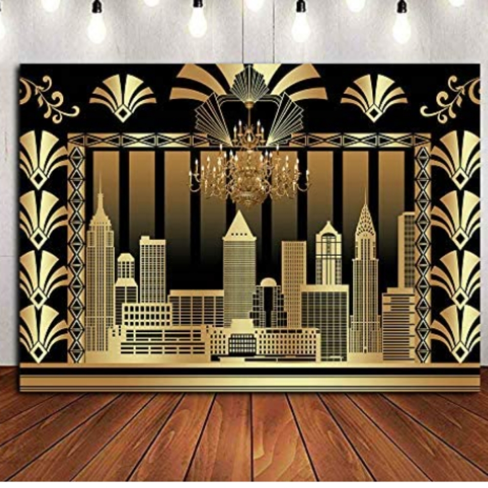 Art Deco Gold and Black Party Backdrops (Three)